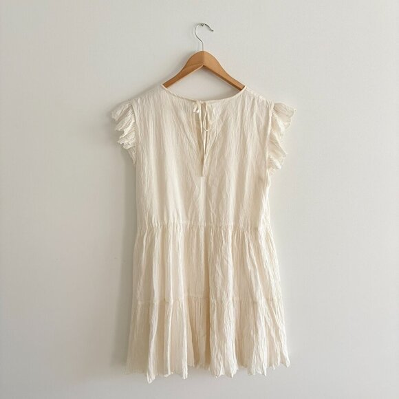 Aritzia Wilfred La  Boheme Sidonie Ruffled Scalloped Dress Light Birch Sz Small - Picture 7 of 7